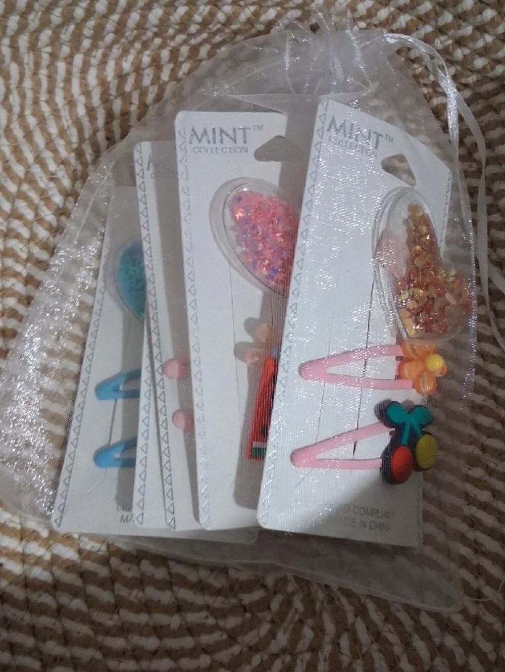 Mint Girls Pink Heart & Fruit Hair Clip Set - Multicolor